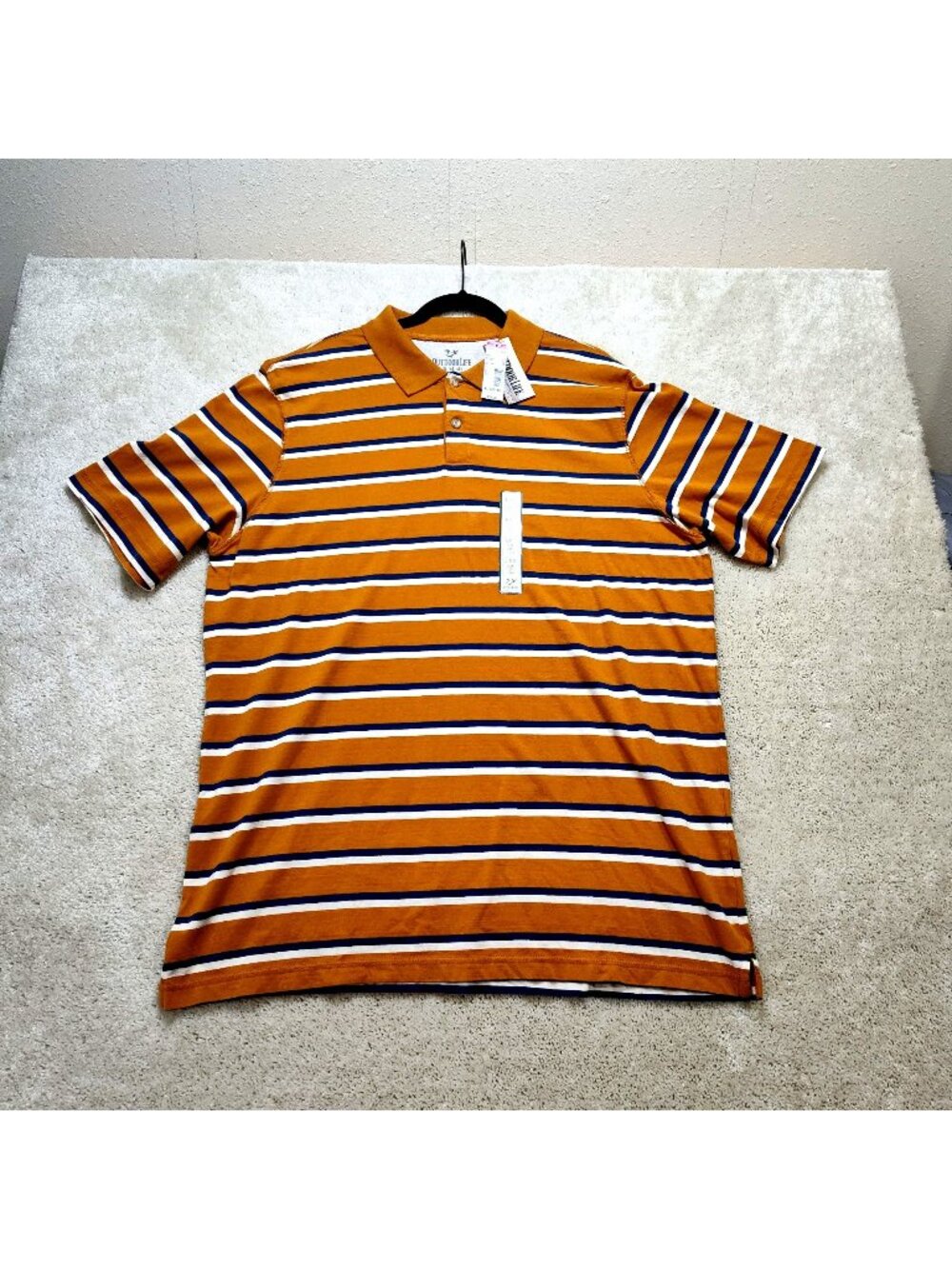 Outdoor Life Short Sleeve Polo Gold Leaf Striped Cotton Casual Rugged Men's XL
